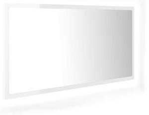 Specchio da Bagno LED Bianco Lucido 90x8,5x37 cm in Acrilico