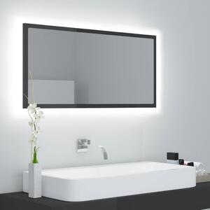 Specchio da Bagno LED Grigio Lucido 90x8,5x37 cm in Truciolato