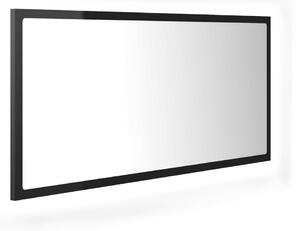 Specchio da Bagno LED Nero Lucido 90x8,5x37 cm in Acrilico