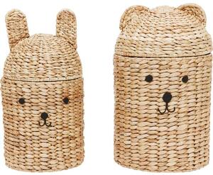 Set 2 cestini fatti a mano in fibra naturale Bear & Rabbit