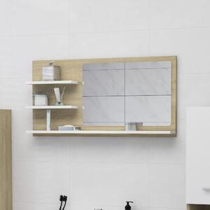 Specchio da Bagno Bianco e Rovere 90x10,5x45 cm in Truciolato