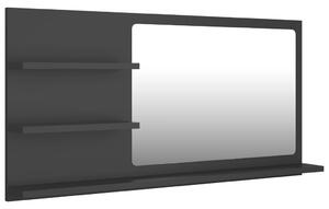 Specchio da Bagno Grigio 90x10,5x45 cm in Legno Multistrato