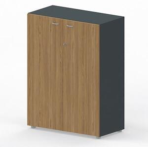 Libreria c/ante 90x46x123H cm struttura antracite ante noce