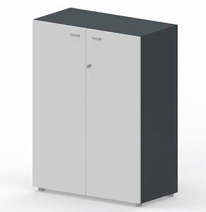 Libreria c/ante 90x46x123H cm struttura antracite ante bianche