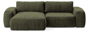 Divano angolare verde allungabile (con penisola a sinistra/con chaise lounge) con rivestimento in ciniglia Kuki – Makamii