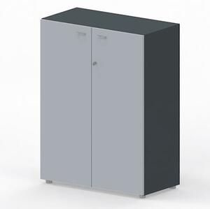 Libreria c/ante 90x46x123H cm struttura antracite ante grigie