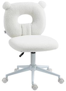 Sedia da ufficio – Sedia da ufficio in ecopelle effetto pelliccia bianca – Regolabile in altezza – 50 x 56 x 90 cm