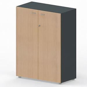 Libreria c/ante 90x46x123H cm struttura antracite ante faggio