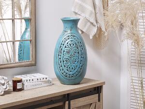 Vaso decorativo alto in argilla turchese 51 cm Vaso da pavimento dipinto a mano di ispirazione greca Beliani
