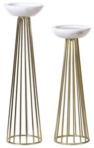 Set di 2 portacandele Oro con effetto marmo Metallo Design moderno Bastoncini per candele Classico Beliani