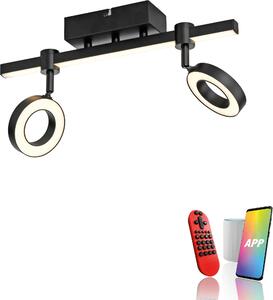 JUST LIGHT Lampada da soffitto a LED 12075-18 nera, 10,5 W, 1300 lm, CCT, RGB, Smart Home
