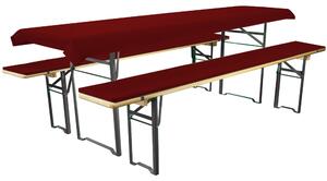 Set da tavolo per birra, composto da cuscino e tovaglia, 3 pezzi, colore rosso, dimensioni 220x25/240x70 cm