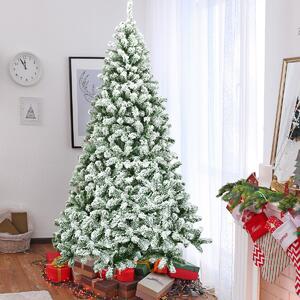 Costway Albero artificiale di Natale con 1364 rami, Abete innevato con aghi in PVC solida base di metallo 225cm