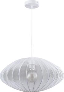 Lampada a sospensione con paralume in tessuto bianco a forma di ellisse, Ø50 cm, 1xE27, 20 W, per soggiorno e camera da letto, KINU Polux