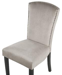 Set di 2 sedie da pranzo in velluto grigio con schienale alto design retrò con finiture in argento a forma di chiodo Beliani