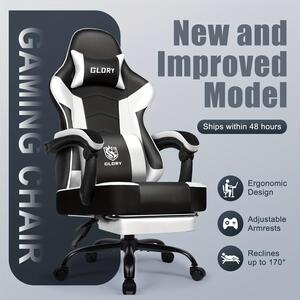 Sedia da gaming ergonomica con schienale alto, supporto lombare e poggiapiedi estensibile