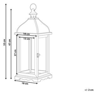 Lanterna in ferro bianco altezza 47 cm portacandele a colonna manico tradizionale retrò invecchiato decorazione pezzo Beliani