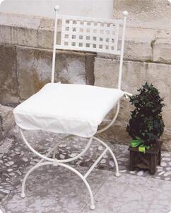 Sedia in ferro battuto in ferro battuto Lavorazione antica a mano Dimensioni 54x58x h 92 cm utilizzabile in ambienti Interni o esterni coperti Bianco pastello