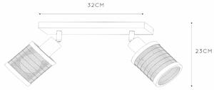 Lucide Faretto da soffitto moderna struttura in metallo e doppio diffusore in rattan Tagalog Metallo Nero E27 40W 2 Lampadine