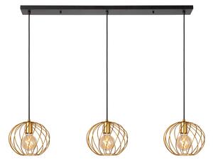 Lucide Lampada a sospensione in metallo con tre diffusori lineari dal design moderno Danza Metallo Ottone E27 40W 3 Lampadine Sospensioni Moderne Sospensioni per Cucina,Sospensioni per Soggiorno,Sospensioni per Ufficio