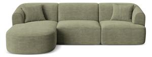 Divano angolare verde (con penisola a sinistra/con chaise lounge) con rivestimento in velluto a coste Campi – Cosmopolitan Design