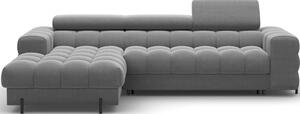 Divano angolare grigio tortora allungabile/con contenitore (con penisola a sinistra/con chaise lounge) con rivestimento in velluto Felro – ELTAP