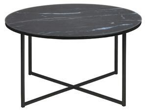 Tavolino basso rotondo effetto marmo nero piedi metallo ALCINO