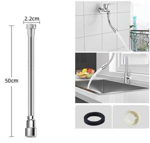 Prolunga per rubinetto da cucina in acciaio inossidabile - Prolunga universale per rubinetti - Aeratore girevole - Bocchetta flessibile - Superficie antiscivolo - 50 cm - Accessori per rubinetti