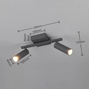 Trio Lighting Faretto da soffitto Dara, lunghezza 28 cm, antracite, metallo, a 2 luci. Dara, Nero, Soggiorno / Sala da pranzo, Metallo, Moderno, Downlight