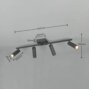 Trio Lighting Faretto da soffitto Dara, lunghezza 66 cm, antracite, metallo, a 4 luci. Dara, Nero, Soggiorno / Sala da pranzo, Metallo, Moderno, Downlight
