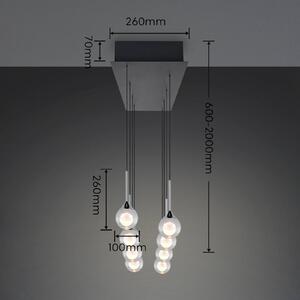 Trio Lighting Lampada a sospensione Calista, dimmerabile, Cromo / Argento, Soggiorno / Sala da pranzo, Metallo, Moderno, Lampada a sospensione