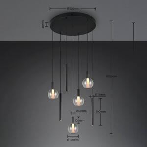 Trio Lighting Lampada a sospensione Melaro, dimmerabile, Nero, Soggiorno / Sala da pranzo, Metallo, Lampada a sospensione