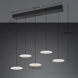 Trio Lighting Lampada a sospensione Sirena, dimmerabile, Bianco / Opale, Soggiorno / Sala da pranzo, Metallo, Lampada a sospensione
