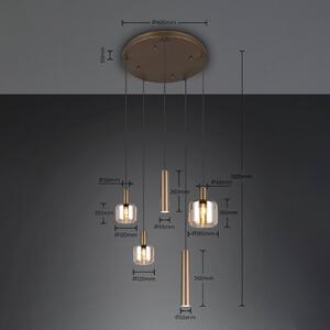 Trio Lighting Lampada a sospensione in vetro Mataro, dimmerabile, Crema / Ambra, Soggiorno / Sala da pranzo, Vetro, Moderno, Lampada a sospensione