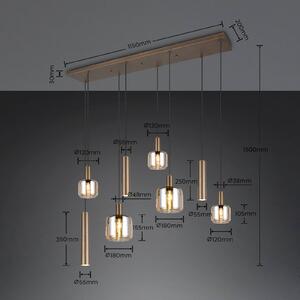 Trio Lighting Lampada a sospensione in vetro Mataro, dimmerabile, Alluminio / Grigio / Zincato, Soggiorno / Sala da pranzo, Vetro, Moderno, Lampada a sospensione