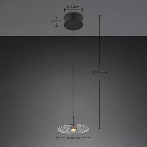 Trio Lighting Lampada a sospensione Sirena, dimmerabile, Nero, Soggiorno / Sala da pranzo, Metallo, Lampada a sospensione
