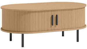 HOMCOM Tavolino ovale con ante scorrevoli e vano nascosto, 100x55x40 cm, Legno Naturale | Aosom Italy
