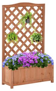 Outsunny Jardinière con Griglia - vaso per Fiori - dim. 70L x 28P x 117H cm - Fondo a Doghe - Legno Abete pre-olio