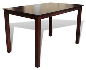 Set Tavolo da pranzo e 4 sedie in legno marrone e crema