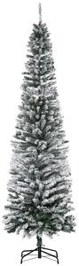 Albero di Natale Innevato Slim 225 cm 738 Rami Effetto Neve in PP e Acciaio Inox Verde