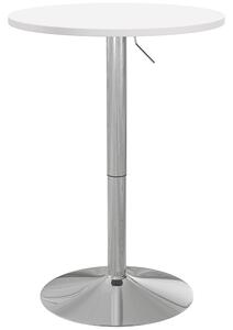 HOMCOM Tavolo da bar rotondo, regolabile in altezza 69-91 cm, con piano girevole a 360°, Bianco e argento | Aosom Italy