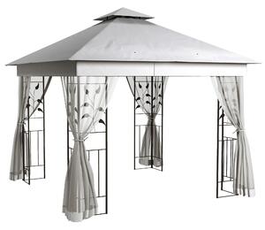Outsunny Gazebo a doppio tetto, 3x3 m idrorepellente, stabile, resistente all'inverno, gazebo da giardino con zanzariera Grigio chiaro | Aosom Italy