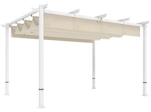 Outsunny Pergola 3 x 4 m Copertura per terrazza con tetto scorrevole, chiusure magnetiche, UV30+ Beige | Aosom Italy