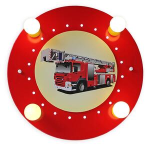 Elobra Plafoniera auto pompieri, rosso-giallo, 4 luci