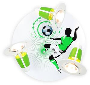 Elobra Plafoniera Soccer, 3 luci, bianco-verde
