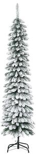 Albero di Natale Innevato Slim 180 cm con 395 Rami in Metallo e Plastica Verde