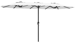 Outsunny Ombrellone Doppio a 12 Stecche con Manovella, in Metallo e Poliestere, 4.6x2.7 m, Bianco | Aosom Italy