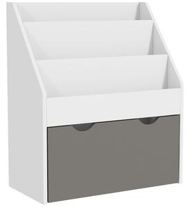 AIYAPLAY Libreria per Bambini 3-8 Anni a 3 Ripiani con Cassetto Inferiore, in MDF, 62.5x30x70 cm, Grigio | Aosom Italy