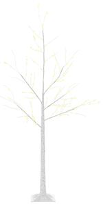 Homcom Albero di Natale con Luci LED, Base Quadrata e Cavo di Alimentazione per Interni ed Esterni, in Acciaio e PP, 20x20x150, Bianco