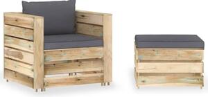 Set Salotto da Giardino 2pz con Cuscini Legno Impregnato Verde